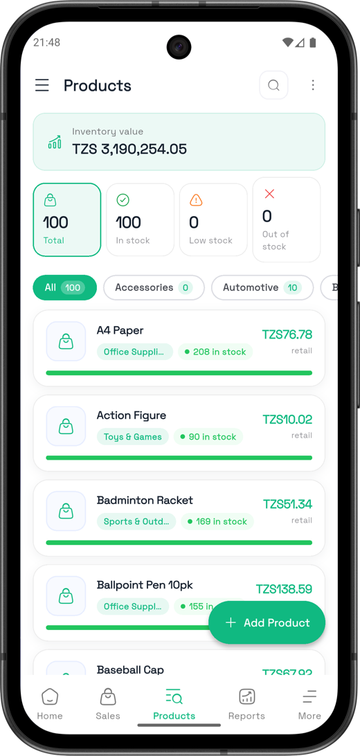 POSify Pro app — products and inventory